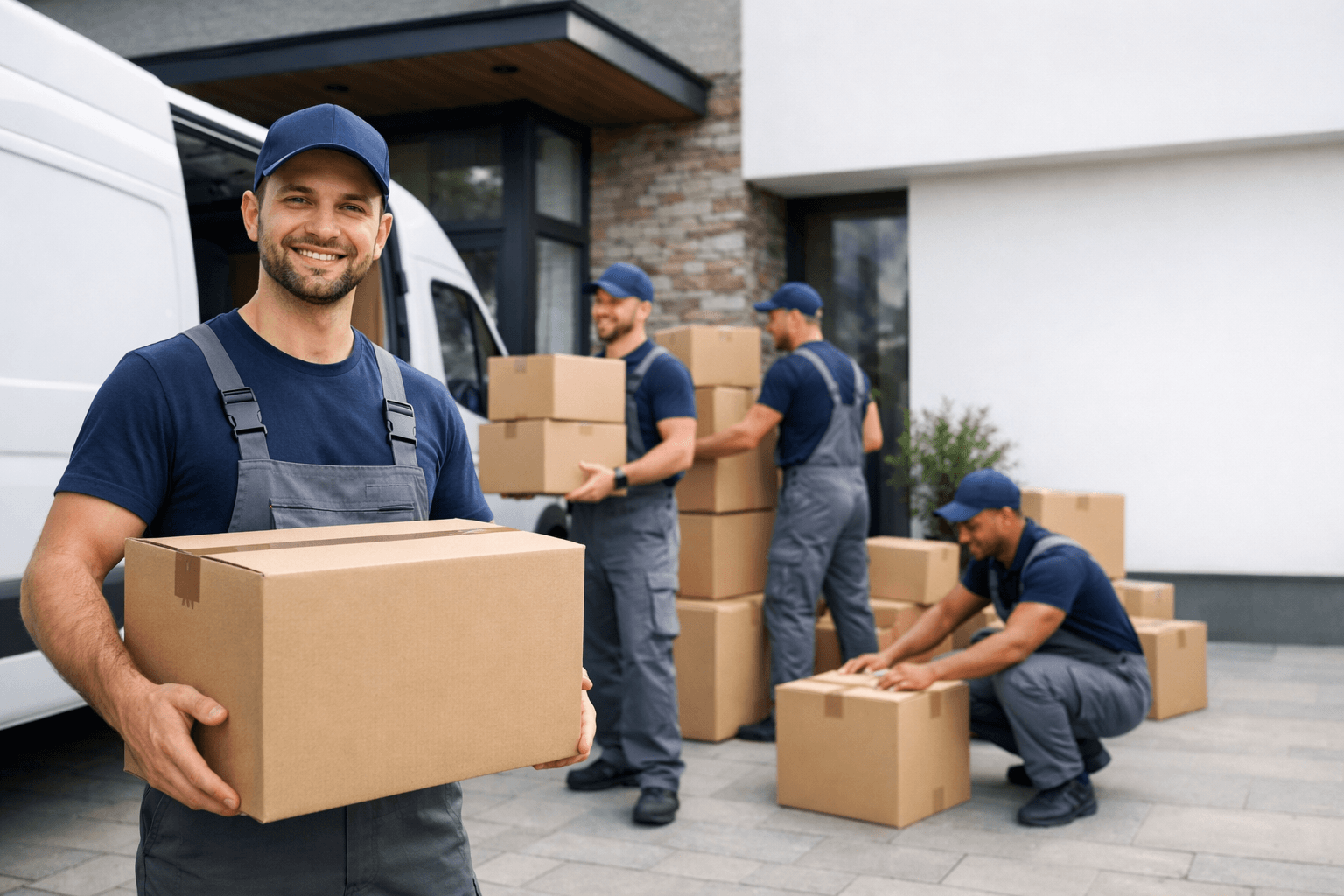 Équipe professionnelle de déménageurs